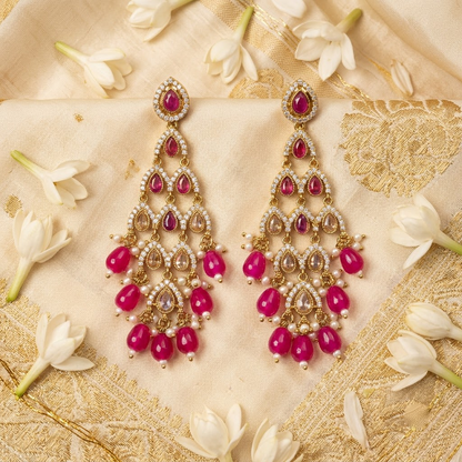 Multicolor Gemstone Multi-Tiered Chandelier & Beaded Statement Earrings | Lady Zone