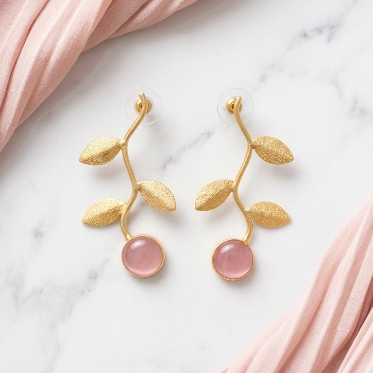Nature Leaf Stone Drop Earrings | Lady Zone