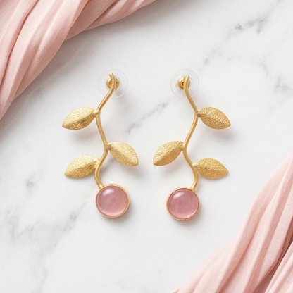 Nature Leaf Stone Drop Earrings | Lady Zone