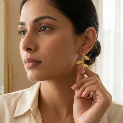 Nature Leaf Stone Drop Earrings | Lady Zone