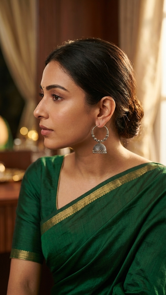 Traditional Oxidised Jhumka Hoop Earrings for Women | Lady Zone