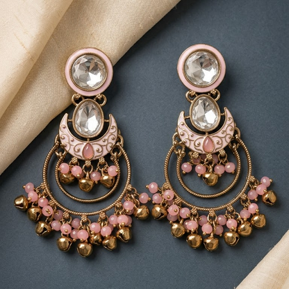 Statement Kundan & Enamel Ghungroo Chandbalis | Lady Zone
