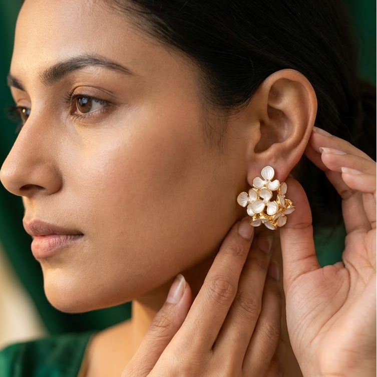 Dimensional Enamel Blossom Cluster Earrings | Lady Zone