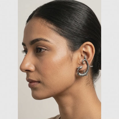 German Silver Sculptural Fish Ear Cuffs | Lady Zone