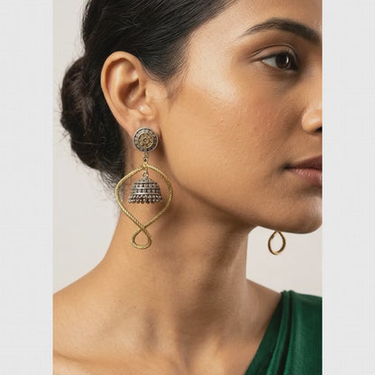 Dual-Tone German Silver Infinity Hoop Jhumkas | Lady Zone