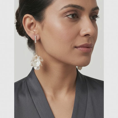 Crystal Post & Cascading Petal Cluster Statement Earrings | Lady Zone
