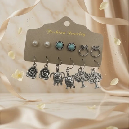 Bohemian 6-Pair Stud & Charm Earring Set | Lady Zone