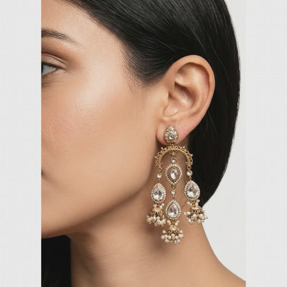 Grand Kundan & Enamel Chandelier Jhumkas | Lady Zone