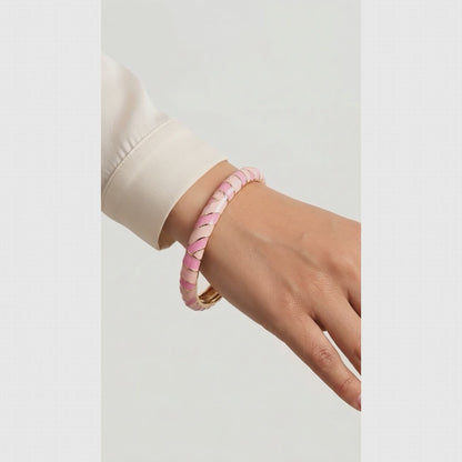 Monochrome Zebra Striped Gold-Finish Bangle | Lady Zone