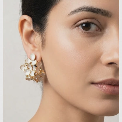 Dimensional Enamel Blossom Cluster Earrings | Lady Zone