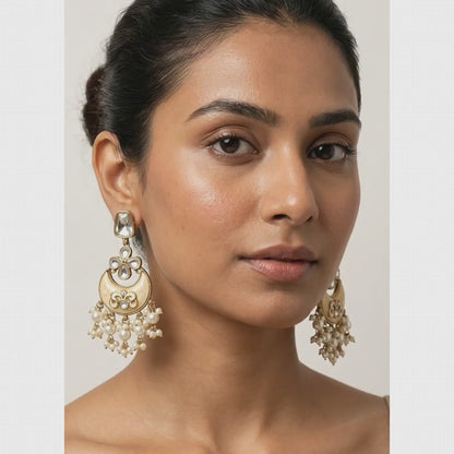 Enamel & Kundan Chandbali Drop Earrings | Lady Zone