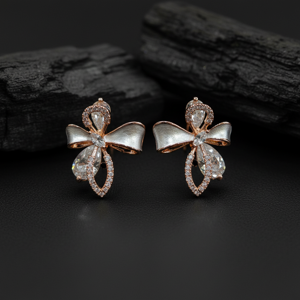 Elegant Bow Design Crystal Earrings
