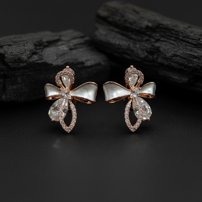 Elegant Bow Design Crystal Earrings