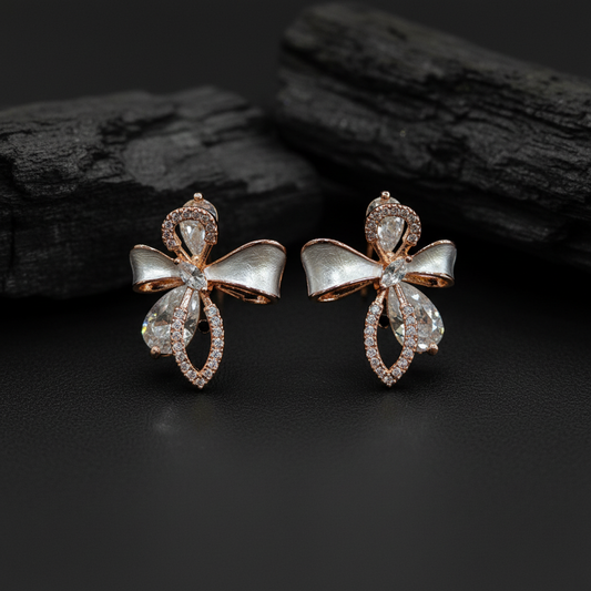 Elegant Bow Design Crystal Earrings