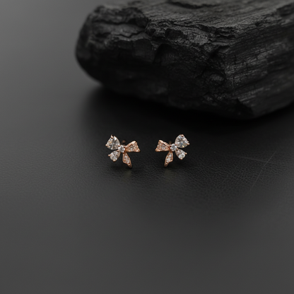 Mini Bow Design Crystal Earrings