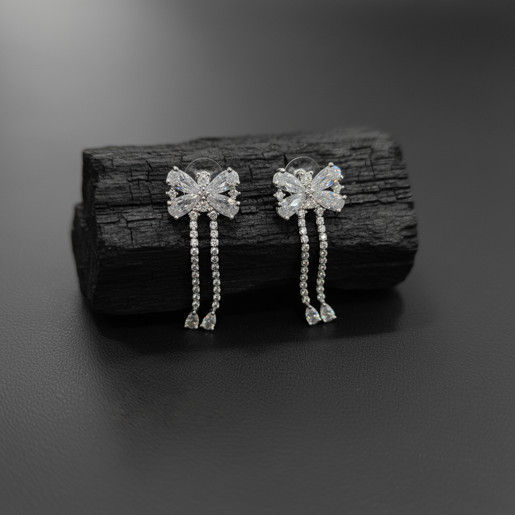 Crystal Bow Drop Earrings