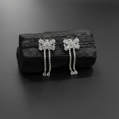 Crystal Bow Drop Earrings