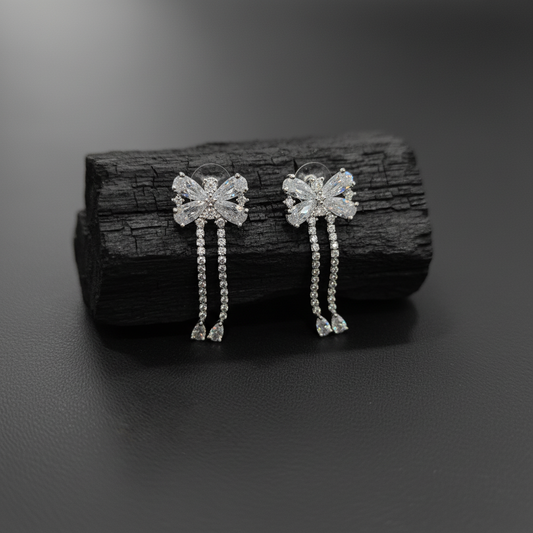Crystal Bow Drop Earrings