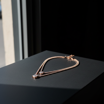 Elegant Rose Gold Layered Crystal Necklace