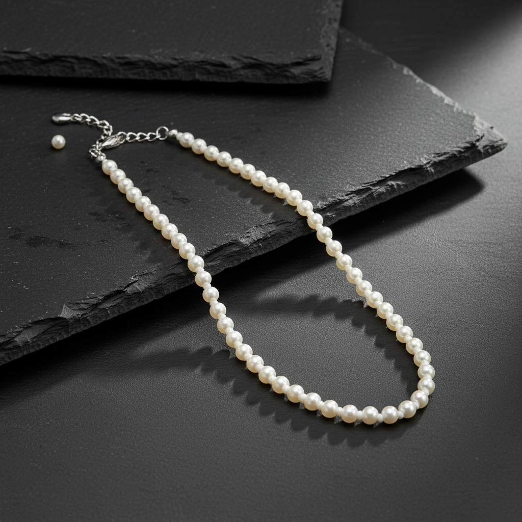 Elegant Off White Pearl Chain Necklace