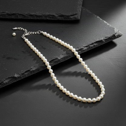 Elegant Off White Pearl Chain Necklace