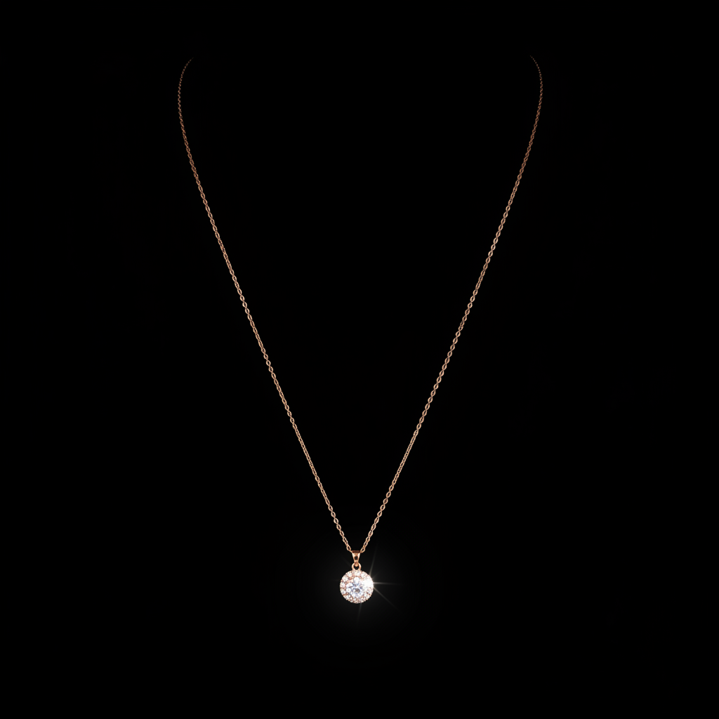 Minimal Round Crystal Pendant Necklace