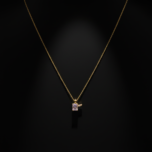 Minimal Square Crystal Pendant Necklace