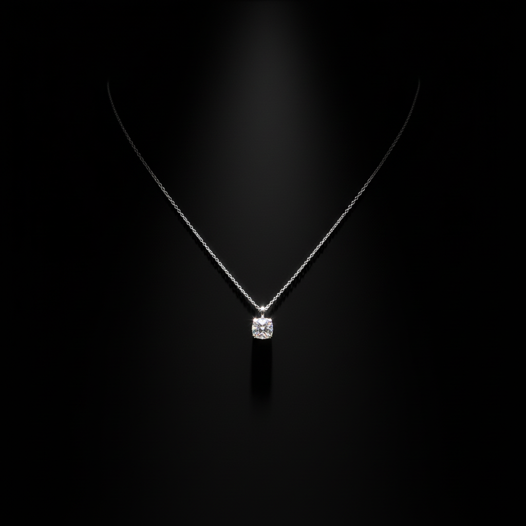 Minimal Silver Square Crystal Necklace