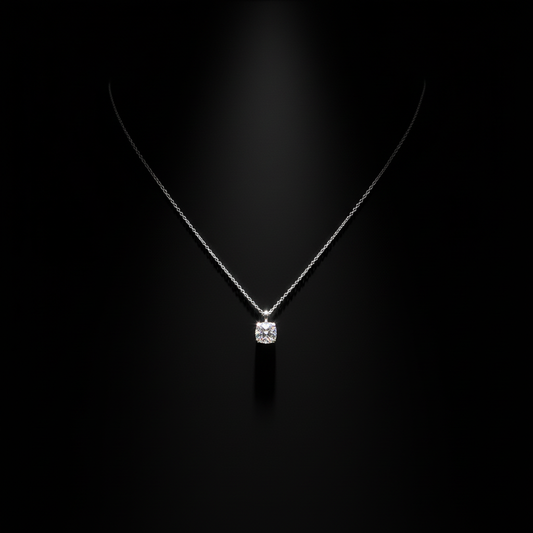Minimal Silver Square Crystal Necklace