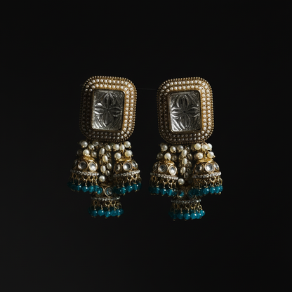 Royal Antique Kundan Pearl Jhumka Earrings