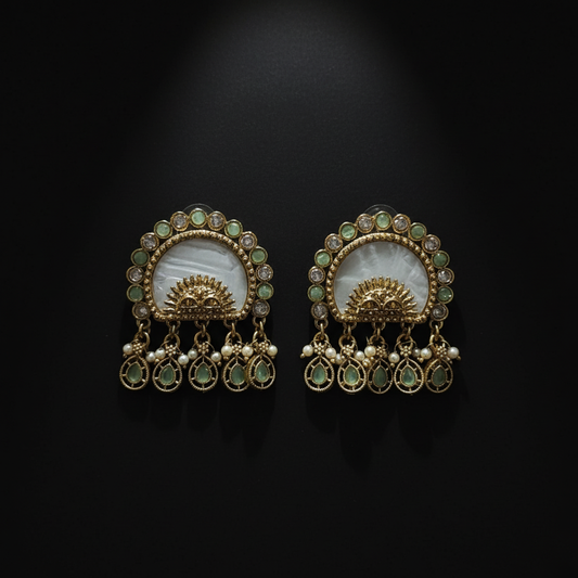 Kundan Pearl Chandbali Earrings