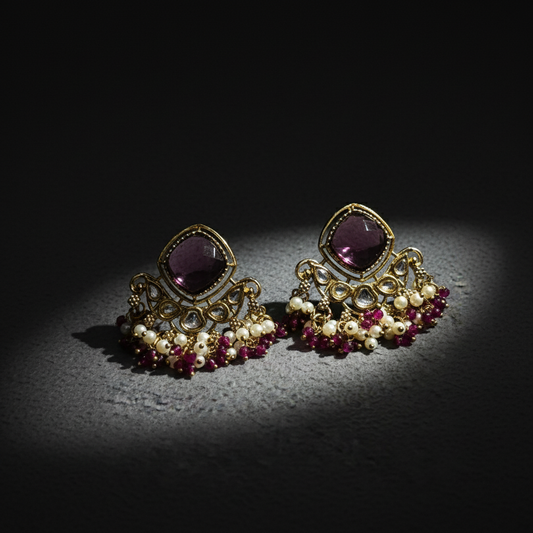 Kundan Pearl Drop Traditional Earrings
