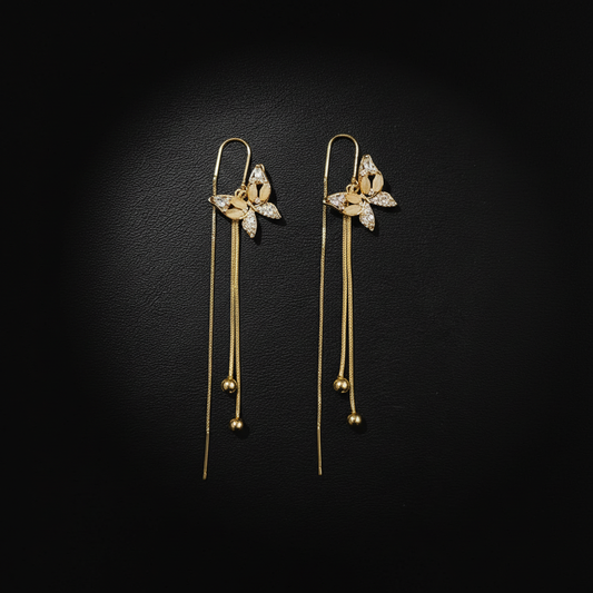 Butterfly Grace Crystal Chain Drop Earrings