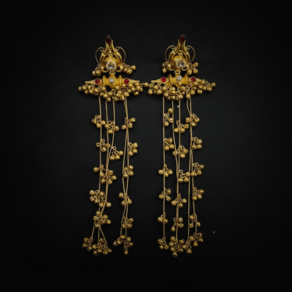 Kashmiri Gold Finish Traditional Long Jhumka Earrings