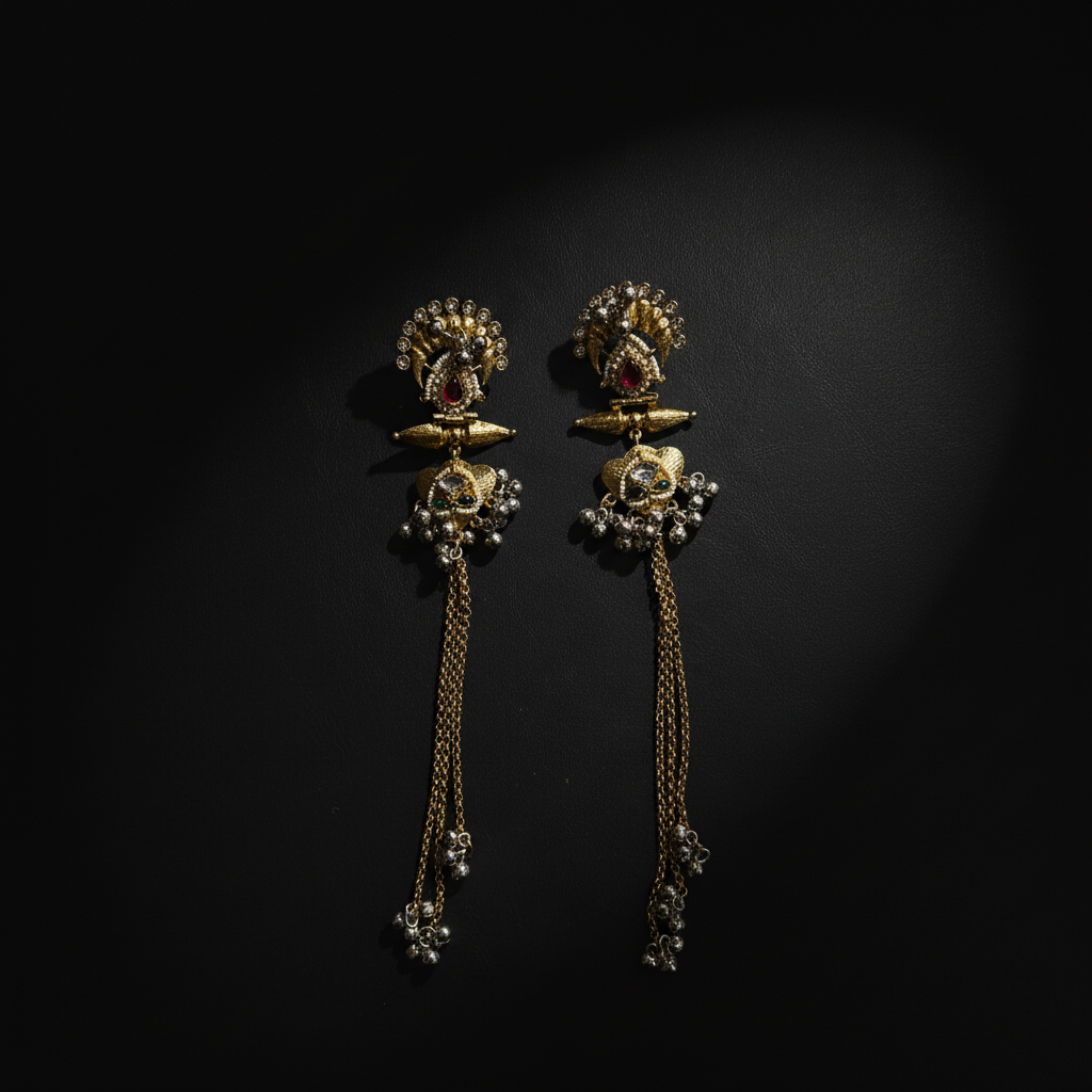 Royal Kashmiri Chain Drop Earrings
