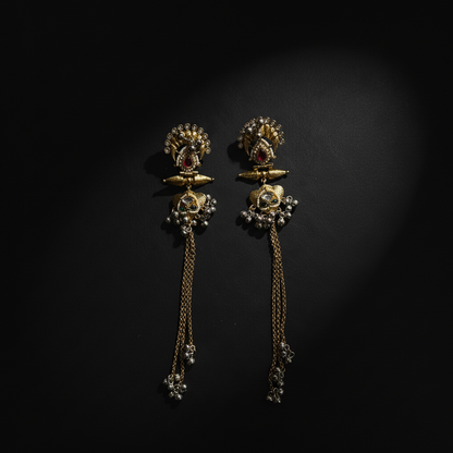 Royal Kashmiri Chain Drop Earrings