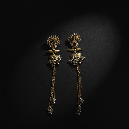 Royal Kashmiri Chain Drop Earrings
