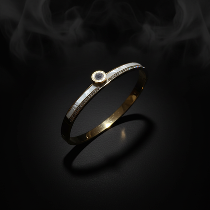 Black Dial Crystal Gold-Tone Western Bracelet