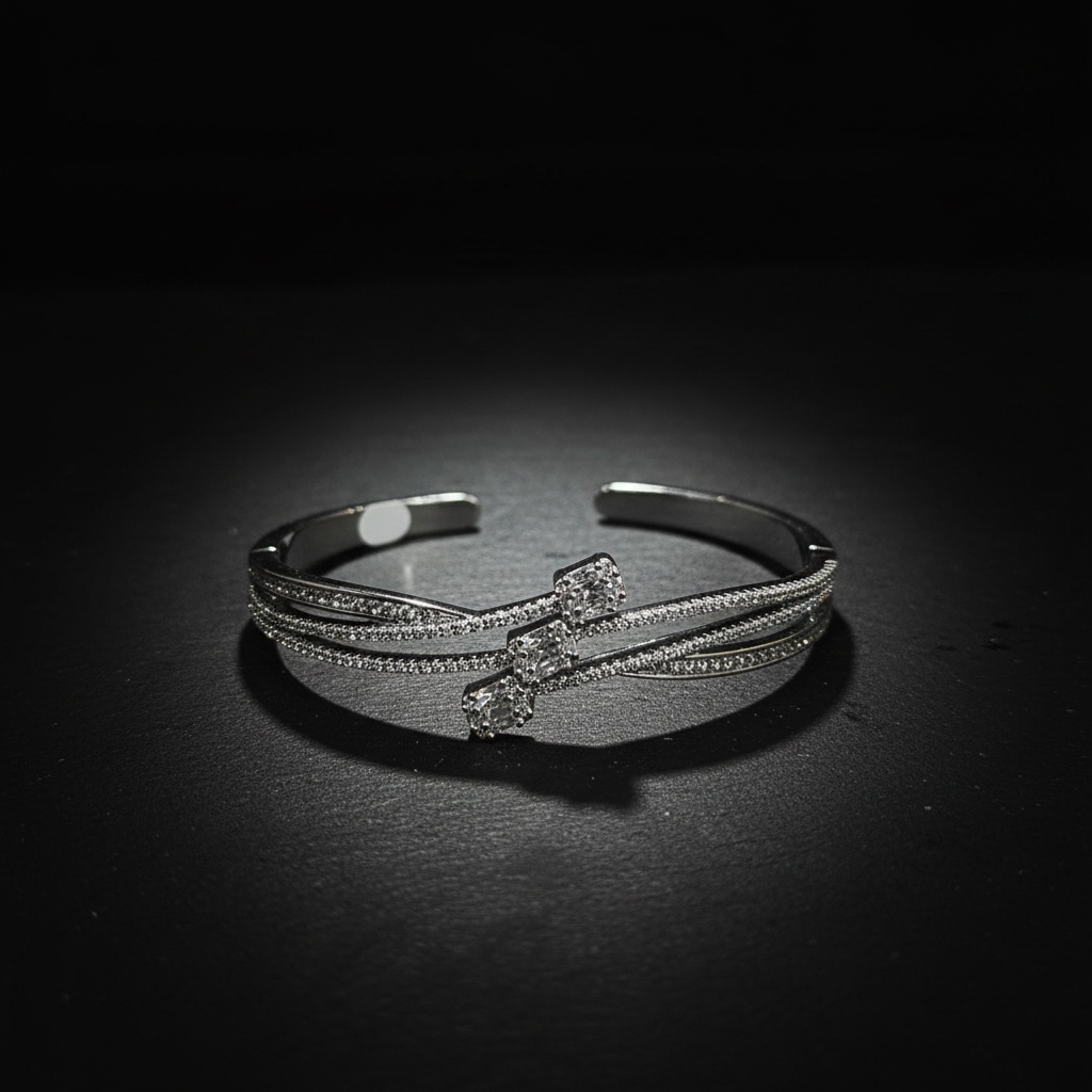 Silver Spark Triple Crystal Western Bracelet