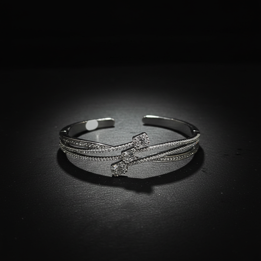 Silver Spark Triple Crystal Western Bracelet