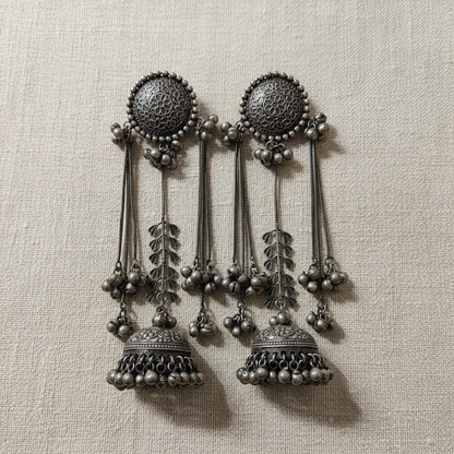 Oxidised German Silver Jhumka Earrings