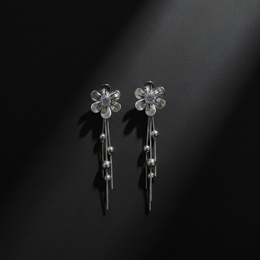 Crystal Floral Tassel Western Drop Earrings