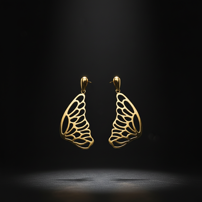 Golden Butterfly Cutout Western Statement Earrings