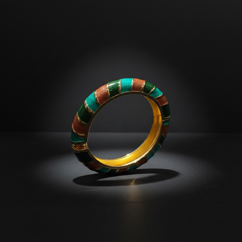Emerald Stripe Meenakari Openable Western Bracelet