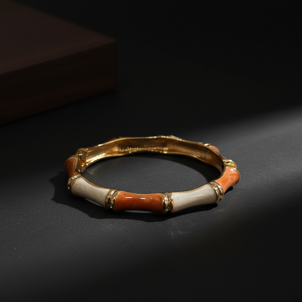 Elegant Gold-Tone Minakari Openable Western Bracelet for Women