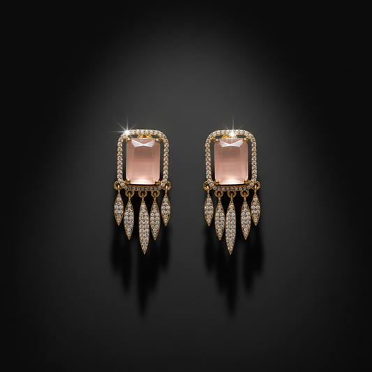 Blush Pink Stone Drop Statement Earrings