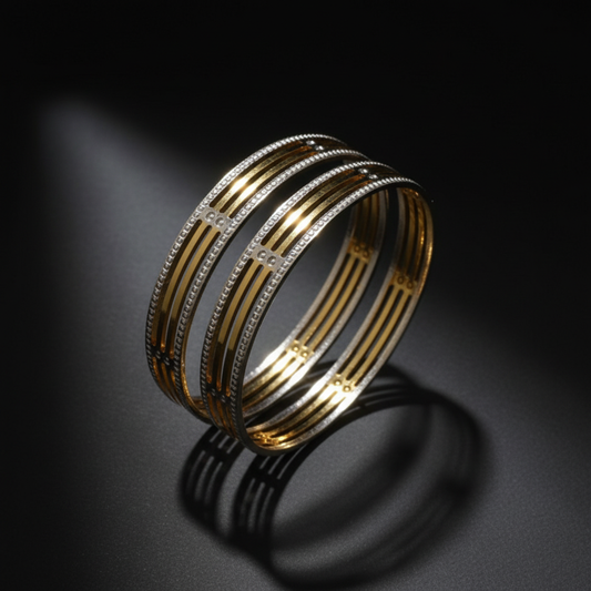 Dual Tone Radient CNC Cut Designer Bangles for Women