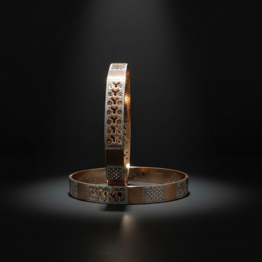 Dual Tone CNC Cut Designer Bangles for Women