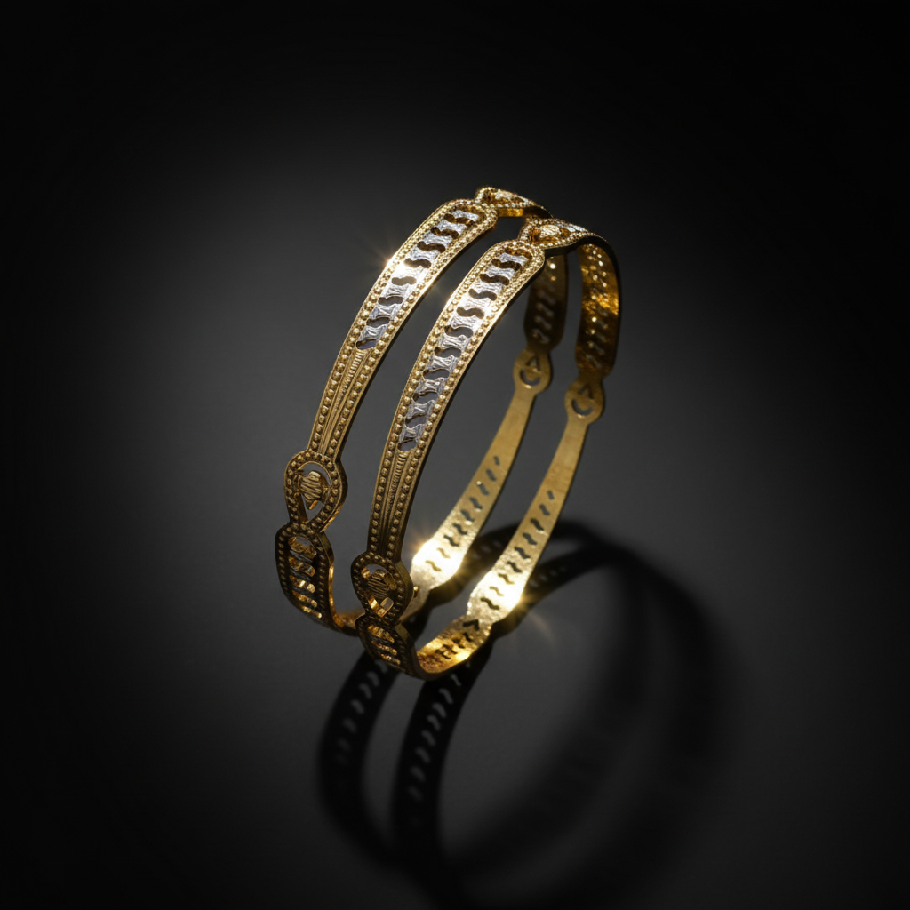 Gold Finish CNC Designer Bangles for Women