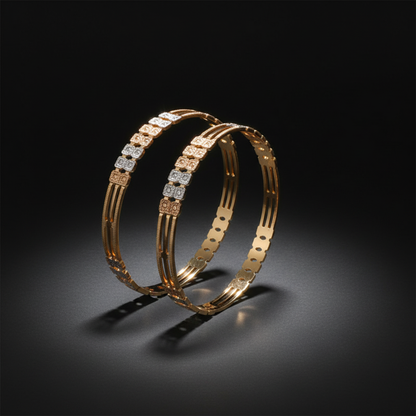Dual Tone Linkora CNC Cut Designer Bangles for Women